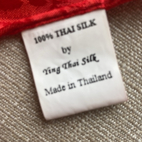 Silk Made in Thailand Red Scarf - Picture 2 of 5